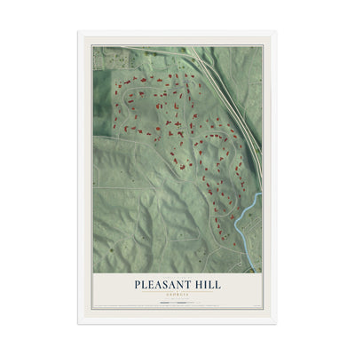 Pleasant Hill, Georgia map print, 12" x 18" W/ White Ayous Wood Frame mockup