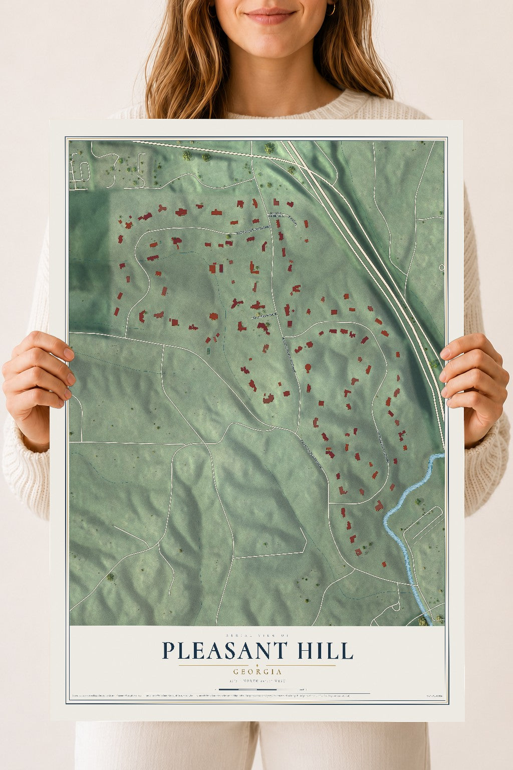 Pleasant Hill, Georgia map print, 18" x 24" Archival Matte Print mockup