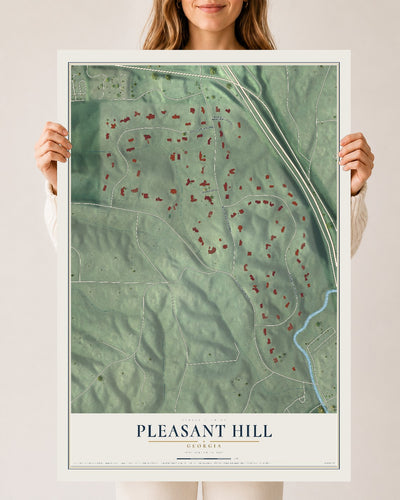 Pleasant Hill, Georgia map print, 24" x 36" Archival Matte Print mockup