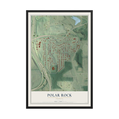 Polar Rock, Georgia map print, 12" x 18" W/ Black Ayous Wood Frame mockup