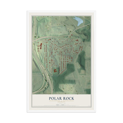 Polar Rock, Georgia map print, 12" x 18" W/ White Ayous Wood Frame mockup