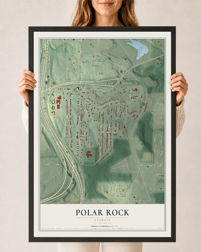 Polar Rock, Georgia map print, 24" x 36" W/ Black Ayous Wood Frame mockup
