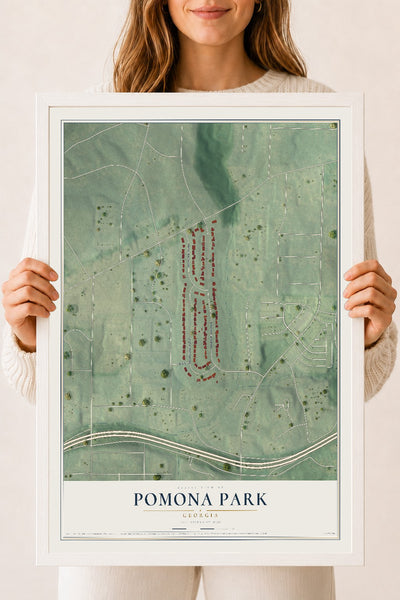 Pomona Park, Georgia map print, 18" x 24" W/ White Ayous Wood Frame mockup