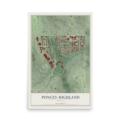Poncey-Highland, Georgia map print, 12" x 18" Archival Matte Print mockup