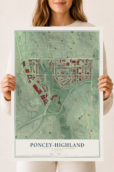 Poncey-Highland, Georgia map print, 18" x 24" Archival Matte Print mockup