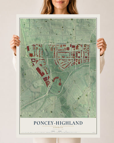 Poncey-Highland, Georgia map print, 24" x 36" Archival Matte Print mockup