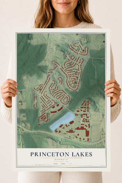 Princeton Lakes, Georgia map print, 18" x 24" Archival Matte Print mockup