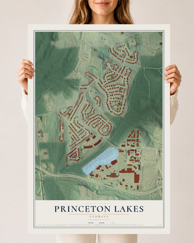 Princeton Lakes, Georgia map print, 24" x 36" Archival Matte Print mockup