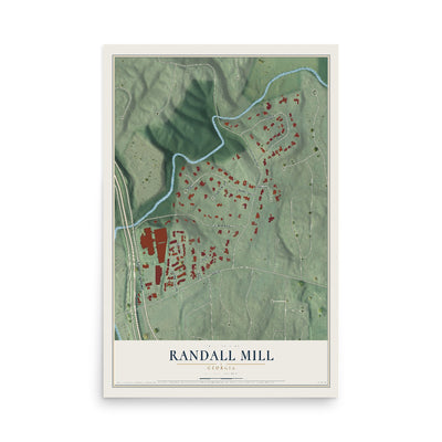 Randall Mill, Georgia map print, 12" x 18" Archival Matte Print mockup