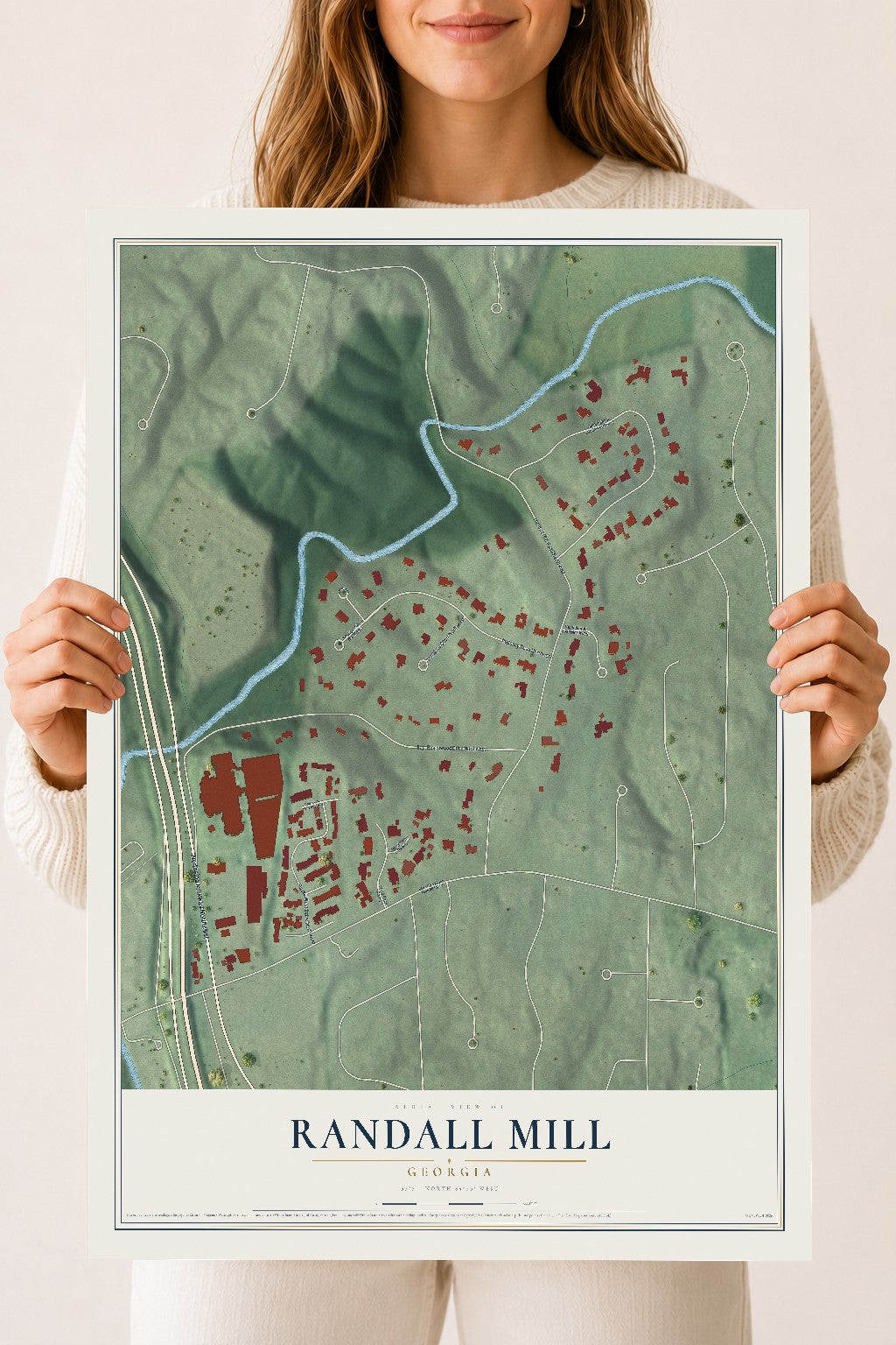 Randall Mill, Georgia map print, 18" x 24" Archival Matte Print mockup