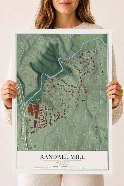 Randall Mill, Georgia map print, 18" x 24" Archival Matte Print mockup