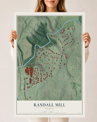 Randall Mill, Georgia map print, 24" x 36" Archival Matte Print mockup