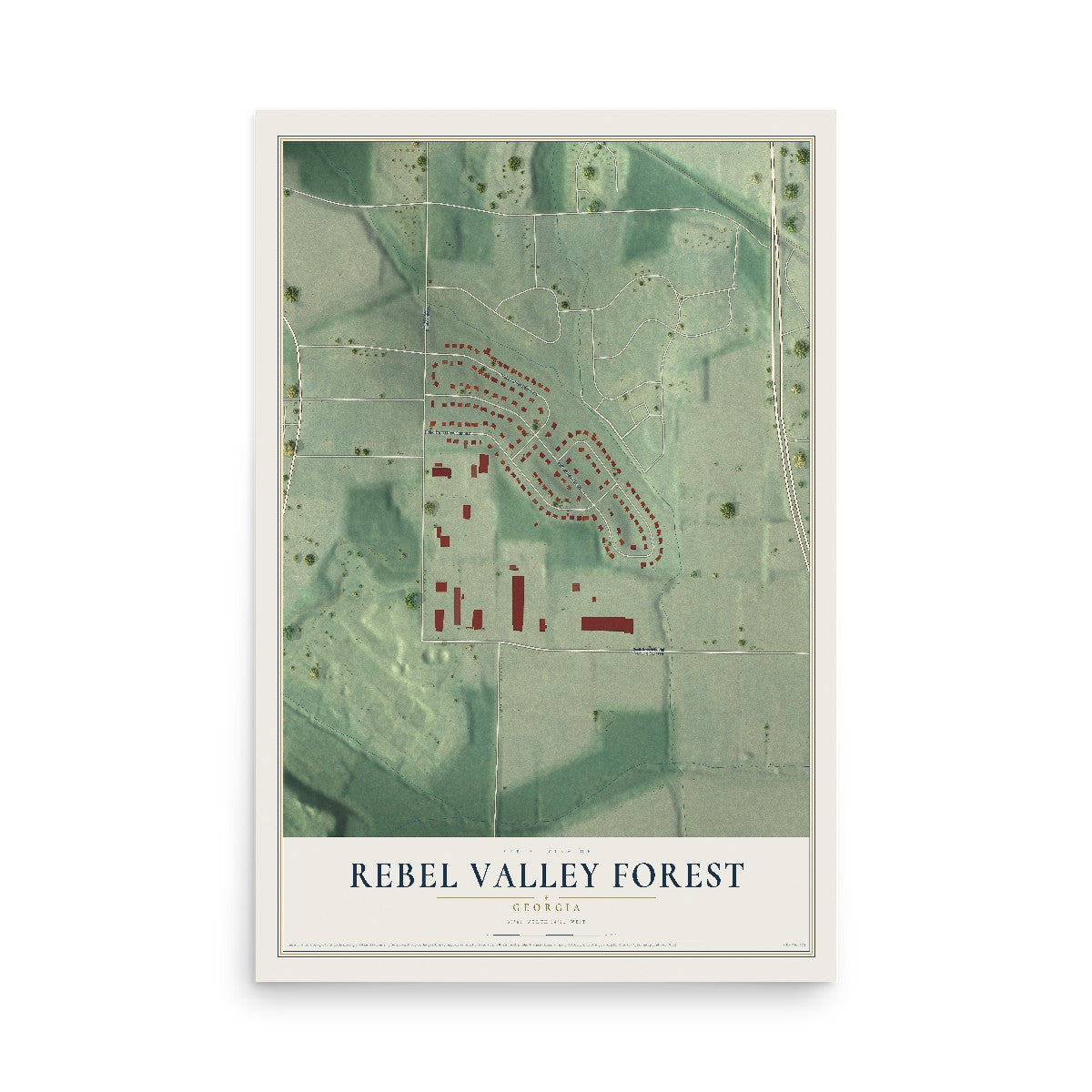Rebel Valley Forest, Georgia map print, 12" x 18" Archival Matte Print mockup