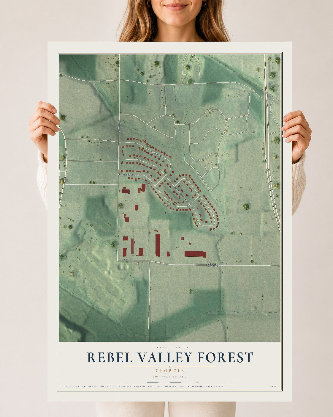 Rebel Valley Forest, Georgia map print, 24" x 36" Archival Matte Print mockup