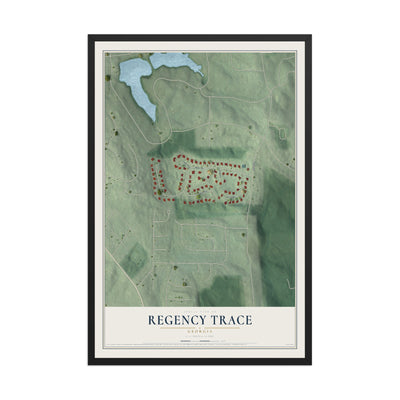 Regency Trace, Georgia map print, 12" x 18" W/ Black Ayous Wood Frame mockup