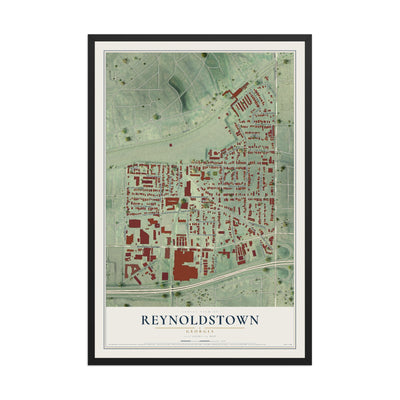 Reynoldstown, Georgia map print, 12" x 18" W/ Black Ayous Wood Frame mockup