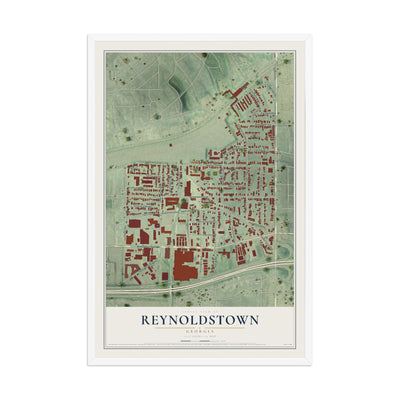 Reynoldstown, Georgia map print, 12" x 18" W/ White Ayous Wood Frame mockup