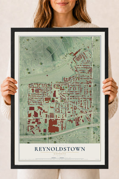 Reynoldstown, Georgia map print, 18" x 24" W/ Black Ayous Wood Frame mockup
