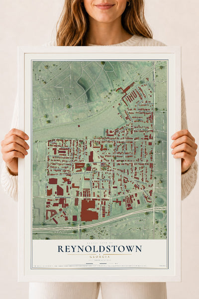 Reynoldstown, Georgia map print, 18" x 24" W/ White Ayous Wood Frame mockup