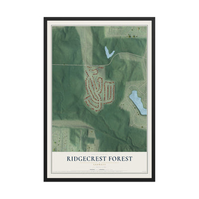Ridgecrest Forest, Georgia map print, 12" x 18" W/ Black Ayous Wood Frame mockup