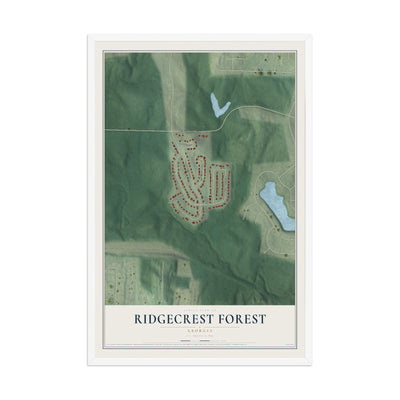 Ridgecrest Forest, Georgia map print, 12" x 18" W/ White Ayous Wood Frame mockup