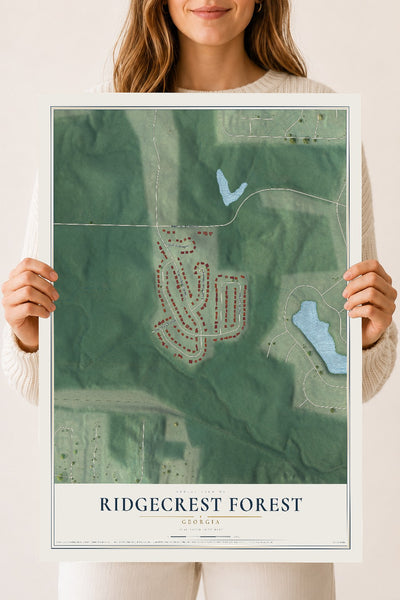 Ridgecrest Forest, Georgia map print, 18" x 24" Archival Matte Print mockup
