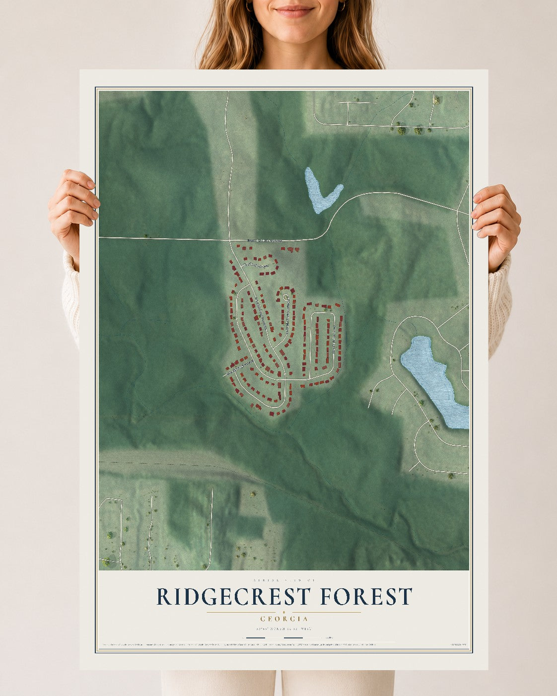 Ridgecrest Forest, Georgia map print, 24" x 36" Archival Matte Print mockup