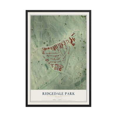 Ridgedale Park, Georgia map print, 12" x 18" W/ Black Ayous Wood Frame mockup