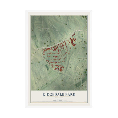 Ridgedale Park, Georgia map print, 12" x 18" W/ White Ayous Wood Frame mockup