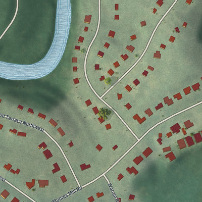 Close-up 1 of the Ridgewood Heights, Georgia map artwork