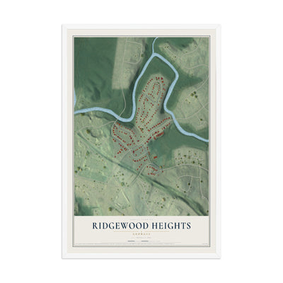Ridgewood Heights, Georgia map print, 12" x 18" W/ White Ayous Wood Frame mockup