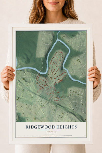 Ridgewood Heights, Georgia map print, 18" x 24" W/ White Ayous Wood Frame mockup