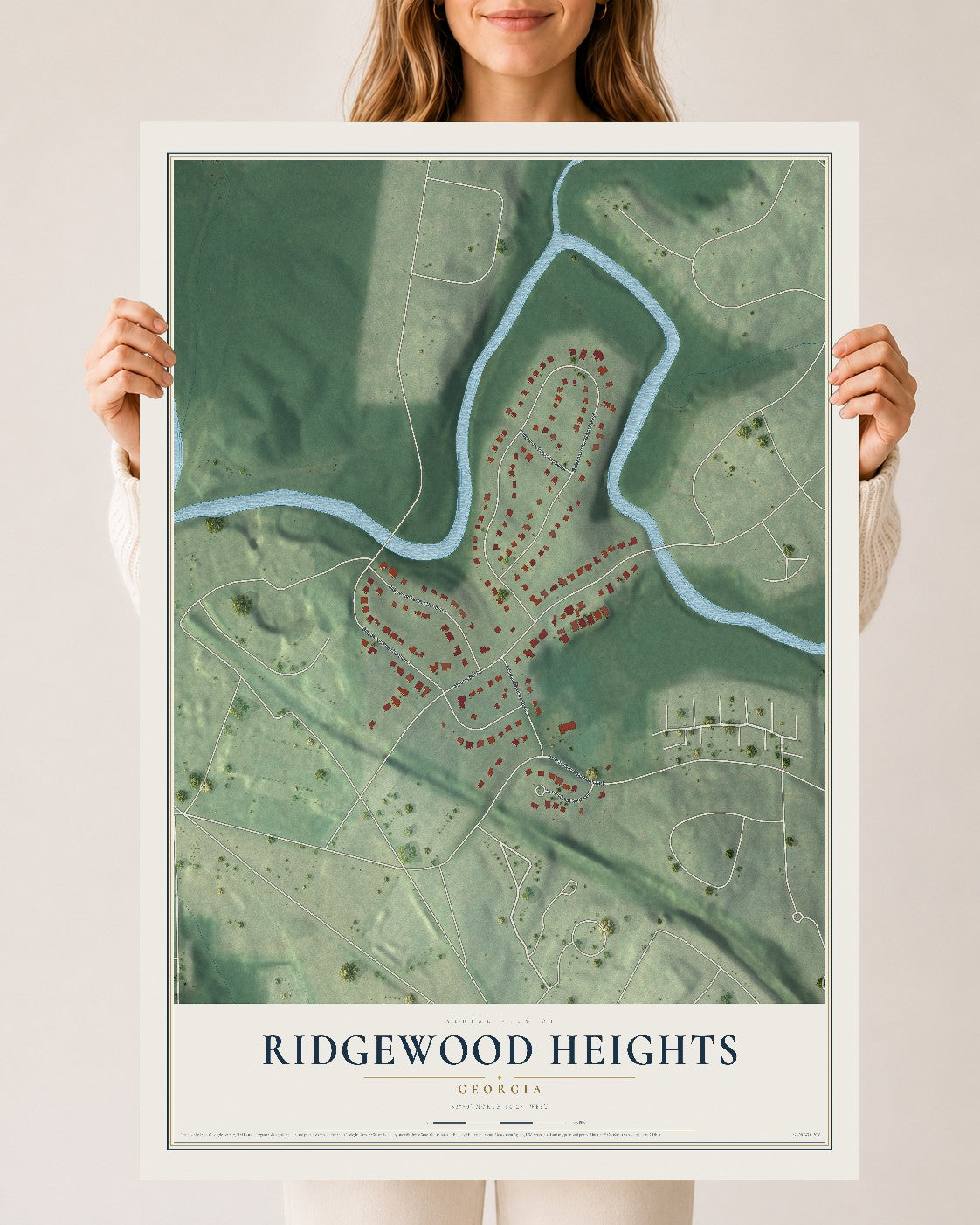 Ridgewood Heights, Georgia map print, 24" x 36" Archival Matte Print mockup