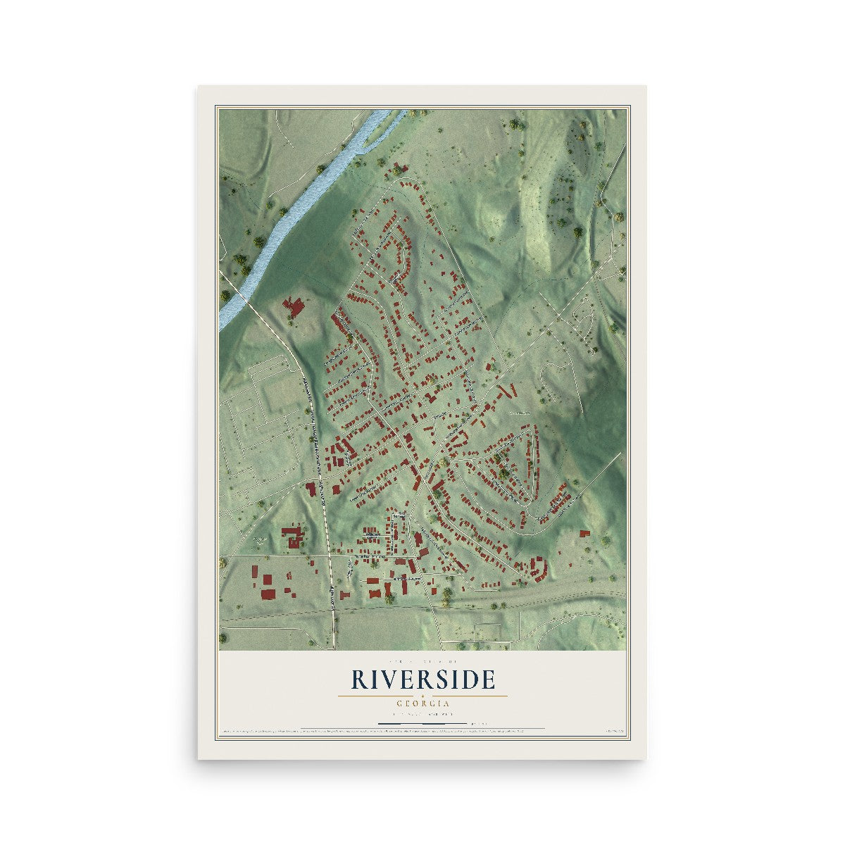 Riverside, Georgia map print, 12" x 18" Archival Matte Print mockup