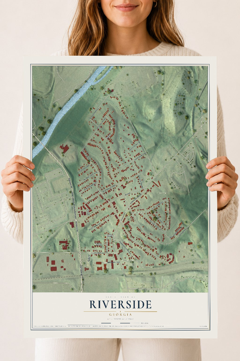 Riverside, Georgia map print, 18" x 24" Archival Matte Print mockup