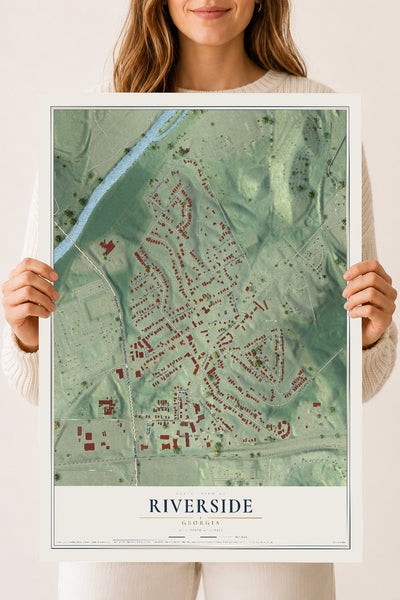 Riverside, Georgia map print, 18" x 24" Archival Matte Print mockup