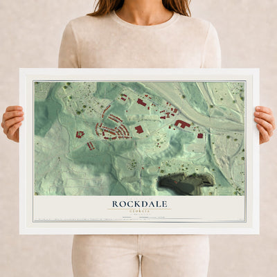 Rockdale, Georgia map print, 12" x 18" W/ White Ayous Wood Frame mockup