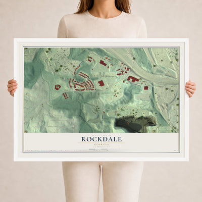 Rockdale, Georgia map print, 24" x 36" W/ White Ayous Wood Frame mockup