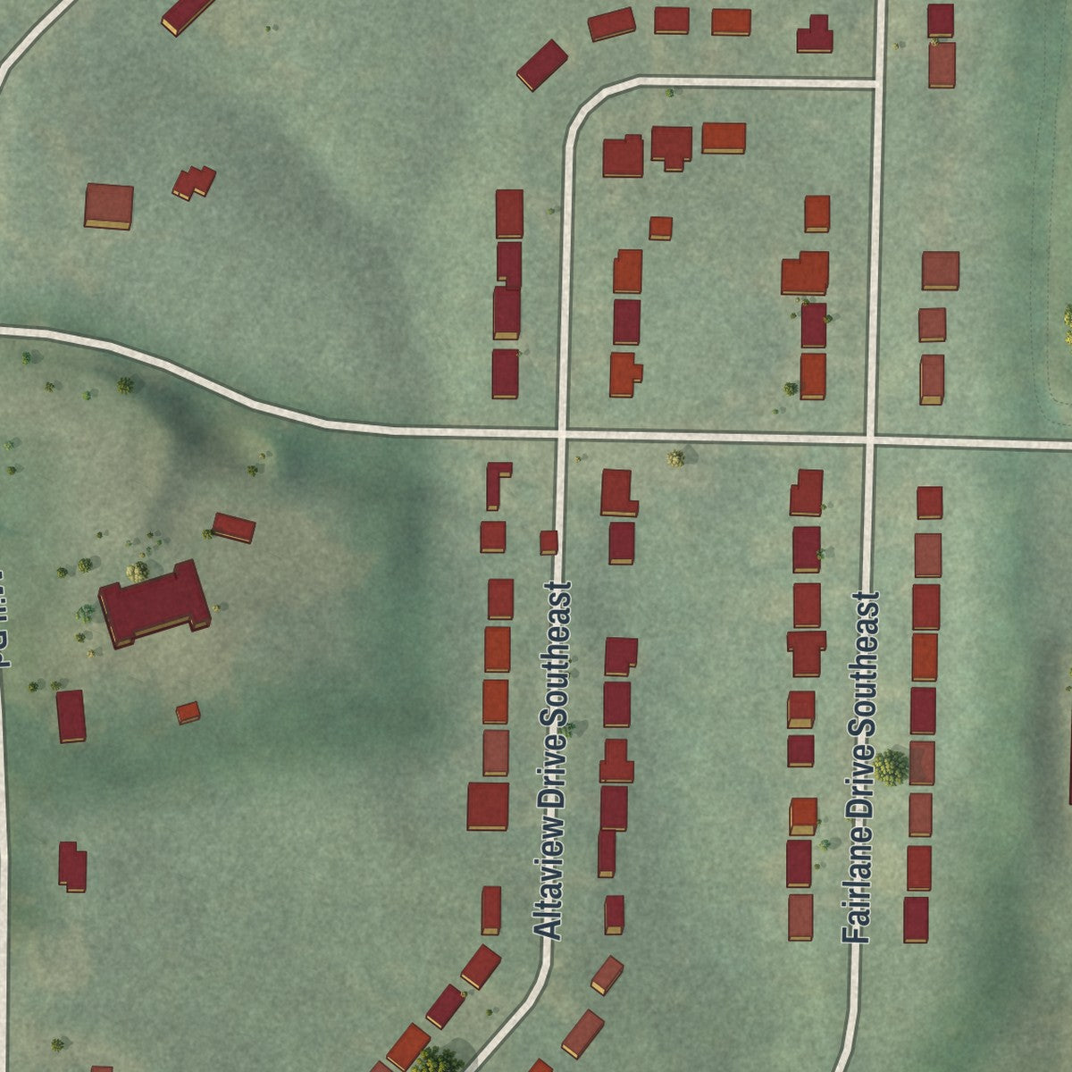 Close-up 1 of the Rosedale Heights, Georgia map artwork