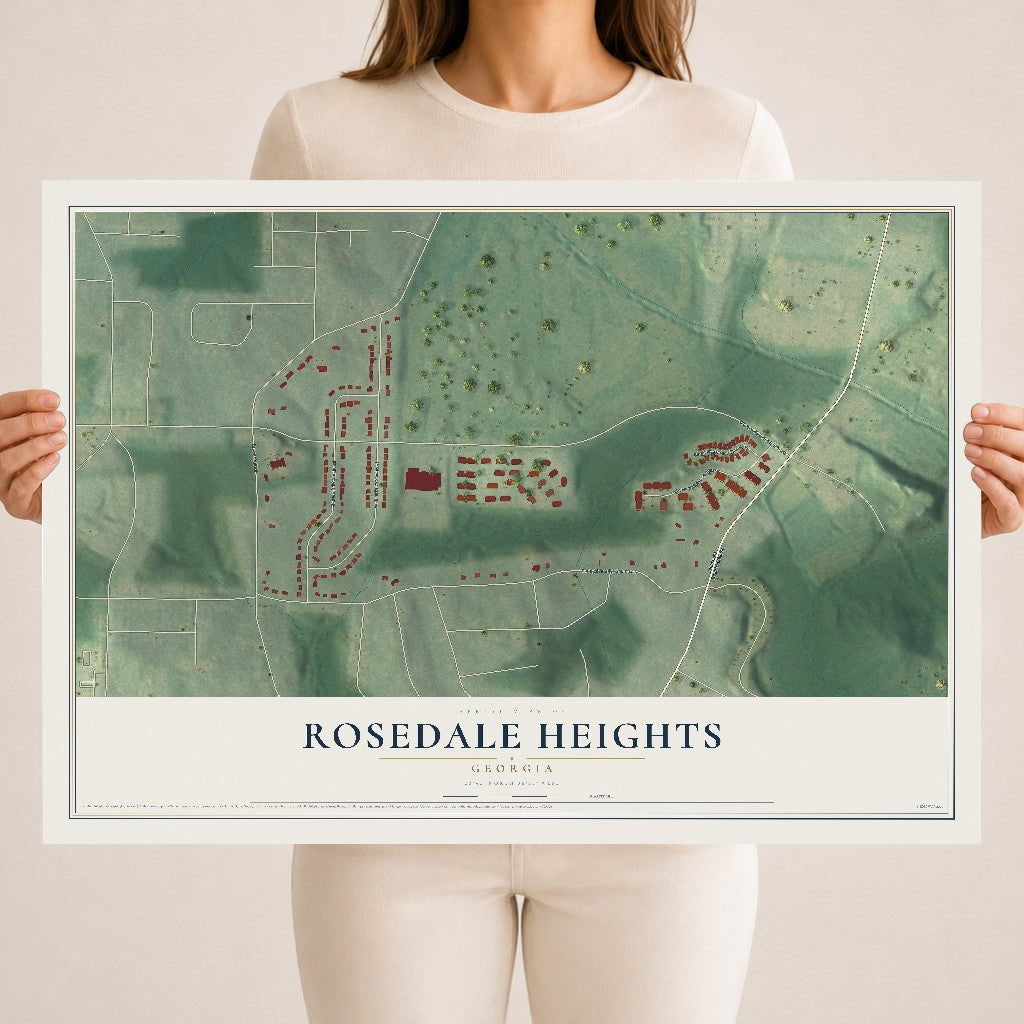 Rosedale Heights, Georgia map print, 18" x 24" Archival Matte Print mockup