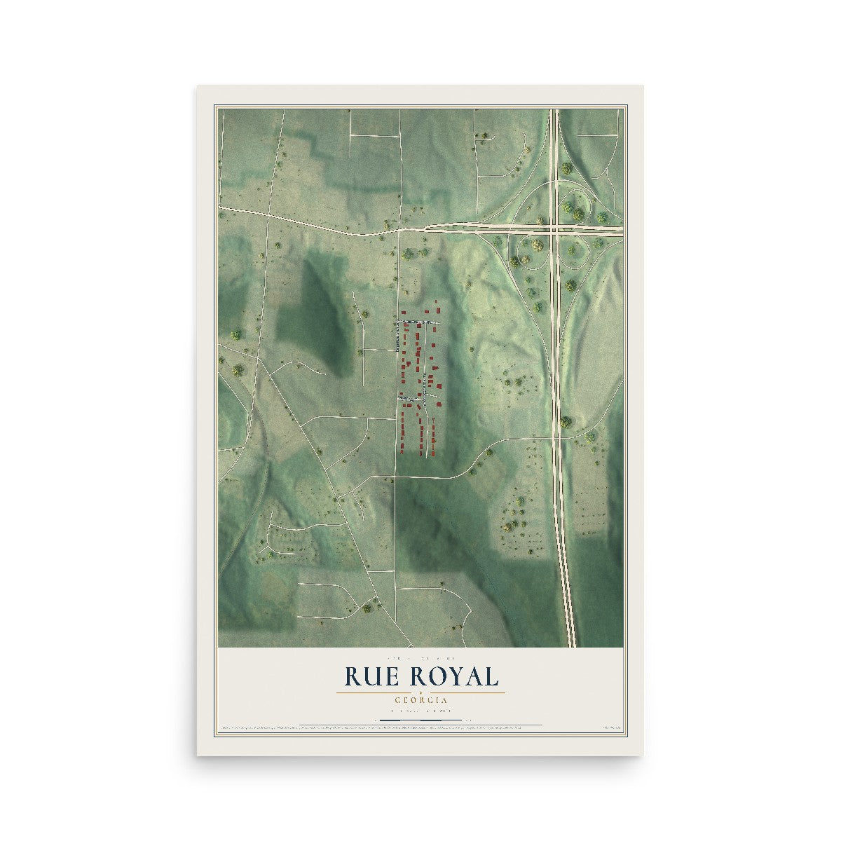 Rue Royal, Georgia map print, 12" x 18" Archival Matte Print mockup