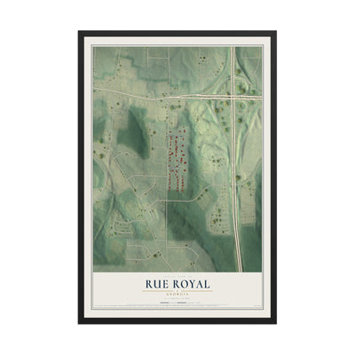 Rue Royal, Georgia map print, 12" x 18" W/ Black Ayous Wood Frame mockup