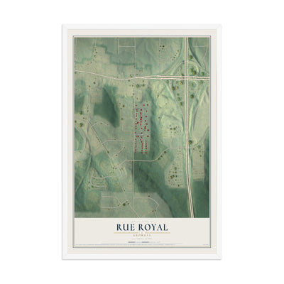 Rue Royal, Georgia map print, 12" x 18" W/ White Ayous Wood Frame mockup