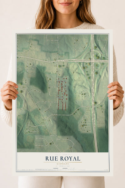 Rue Royal, Georgia map print, 18" x 24" Archival Matte Print mockup