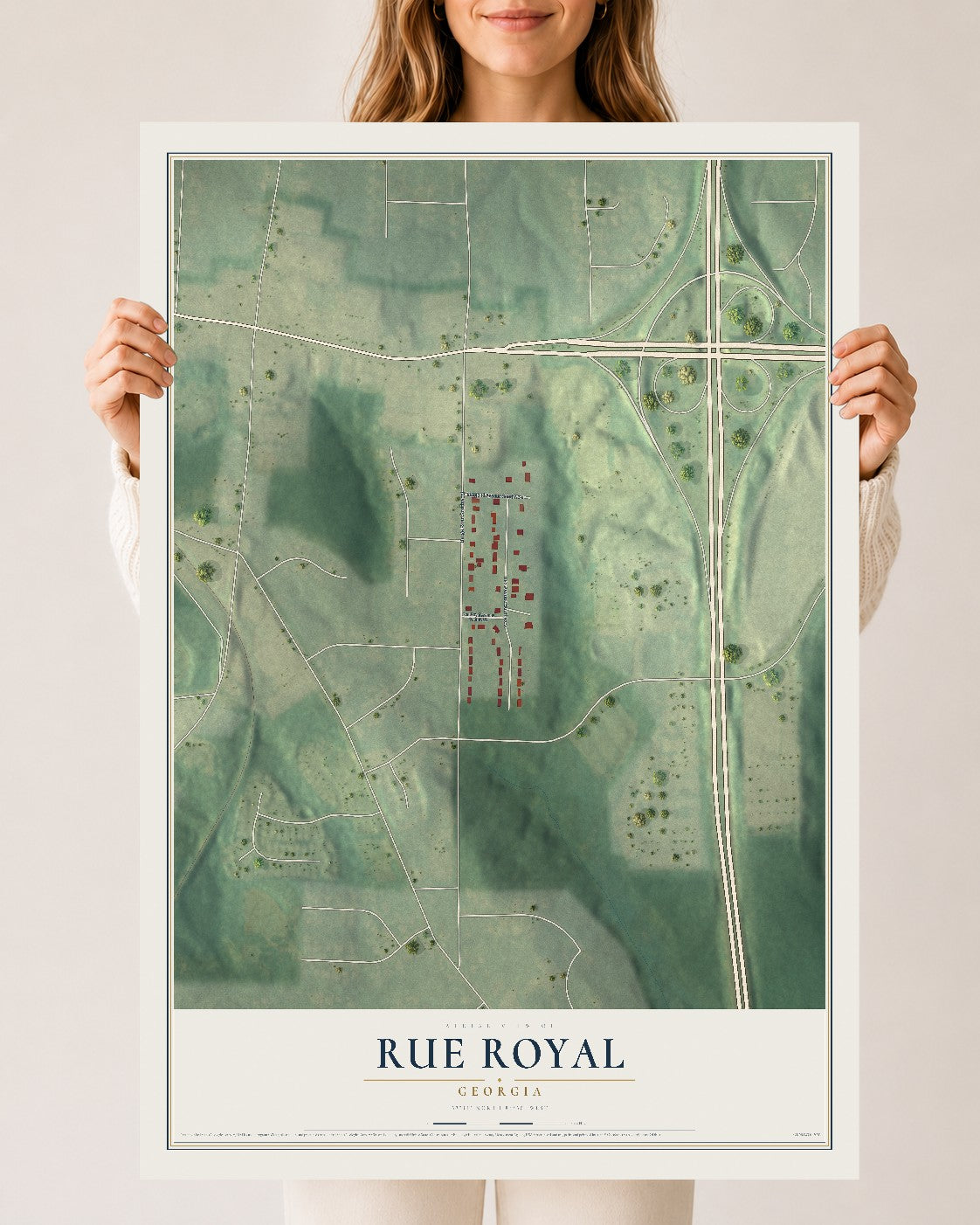 Rue Royal, Georgia map print, 24" x 36" Archival Matte Print mockup