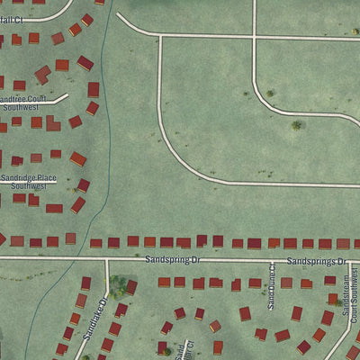 Close-up 1 of the Sandlewood Estates, Georgia map artwork