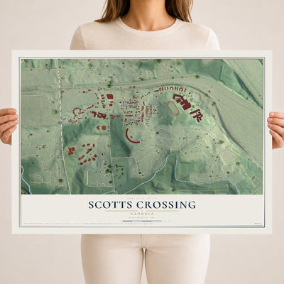 Scotts Crossing, Georgia map print, 18" x 24" Archival Matte Print mockup