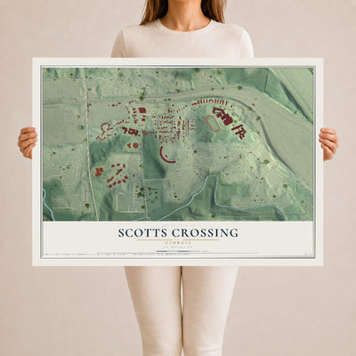 Scotts Crossing, Georgia map print, 24" x 36" Archival Matte Print mockup