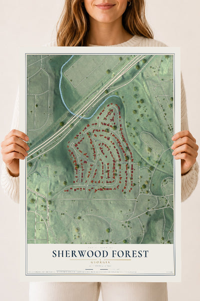 Sherwood Forest, Georgia map print, 18" x 24" Archival Matte Print mockup