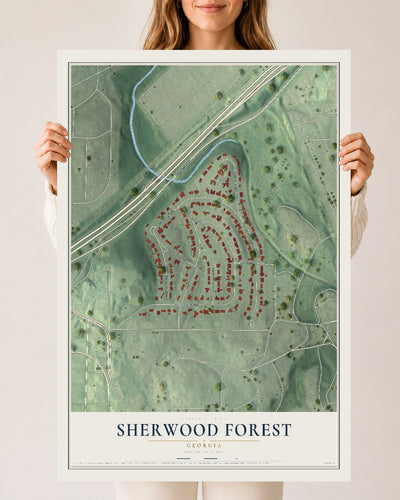 Sherwood Forest, Georgia map print, 24" x 36" Archival Matte Print mockup